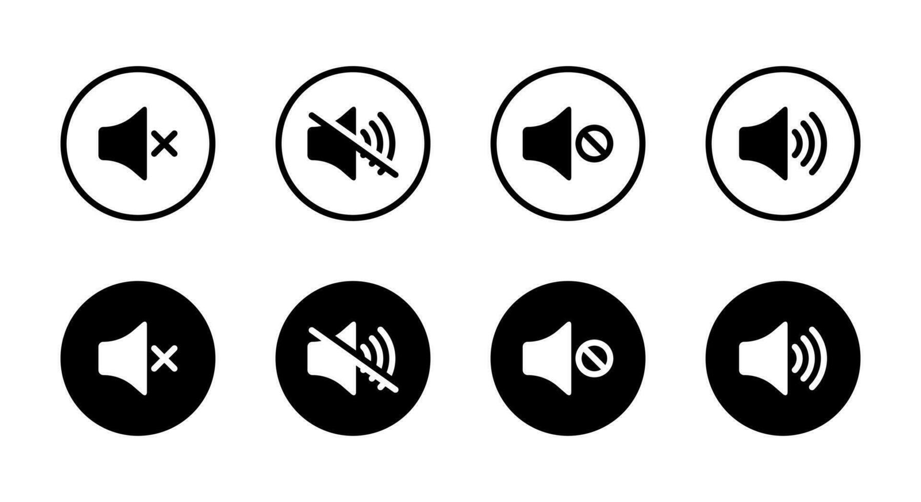 Mute speaker, no sound icon vector set collection