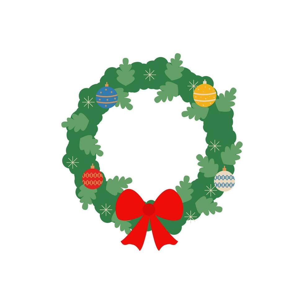 Christmas wreath simple icon. Vector flat cartoon illustration isolated on white background.