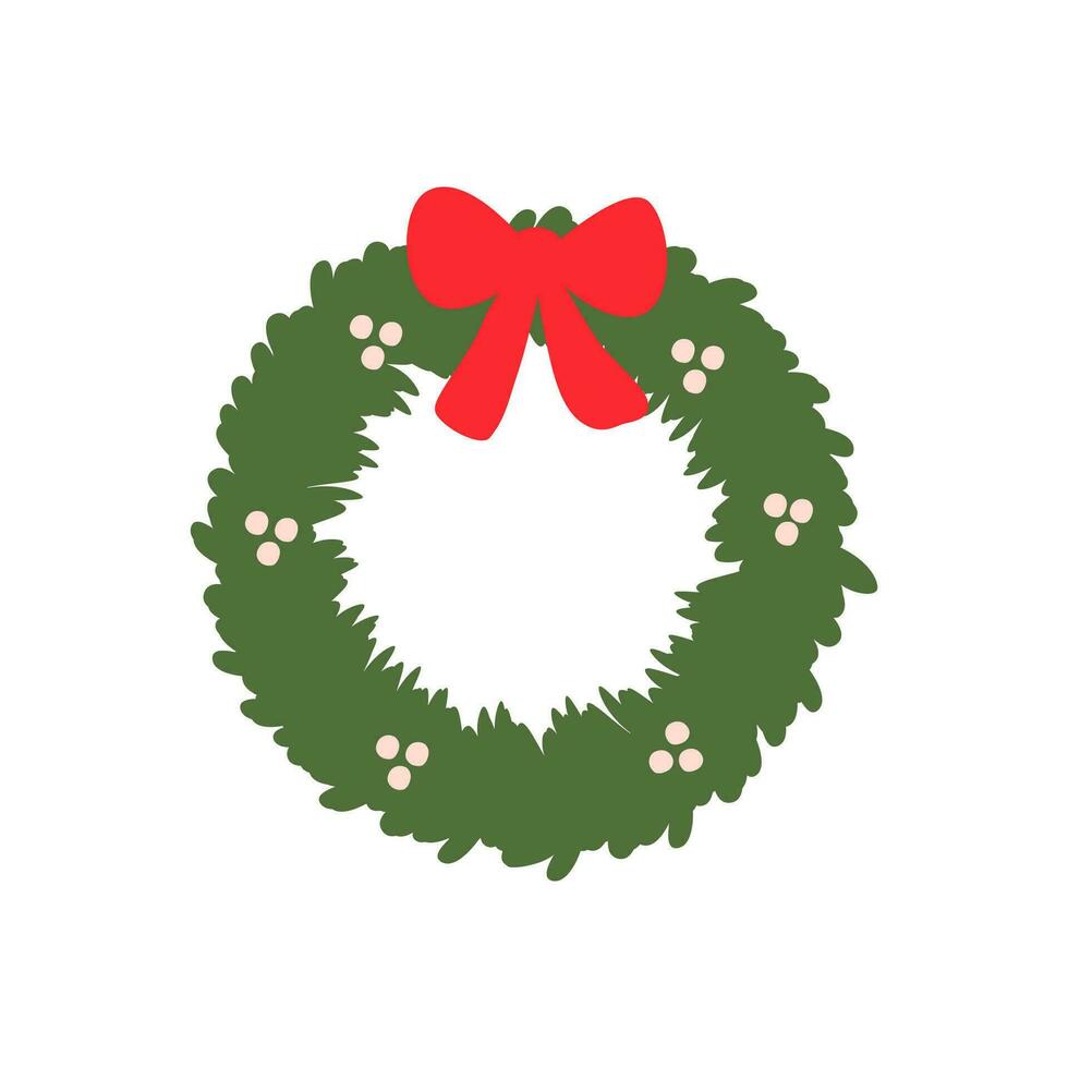 Christmas wreath simple icon. Vector flat cartoon illustration isolated on white background.