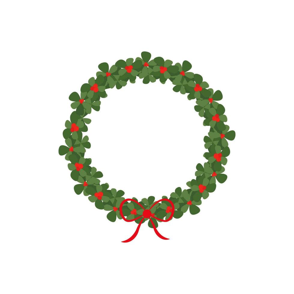 Christmas wreath simple icon. Vector flat cartoon illustration isolated on white background.