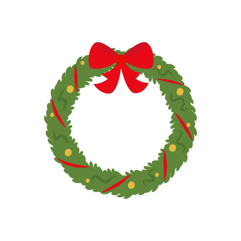 Christmas wreath simple icon. Vector flat cartoon illustration isolated on white background.