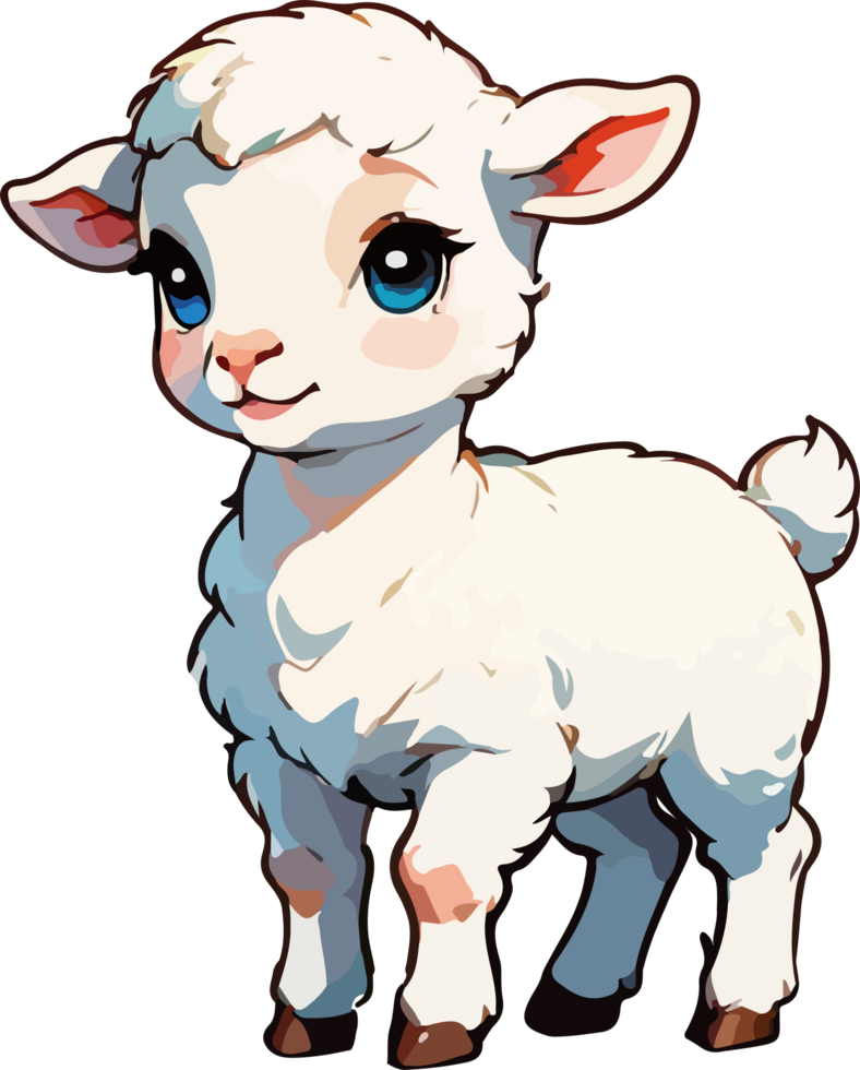 Cute Lamb Cartoon Illustration AI Generative png