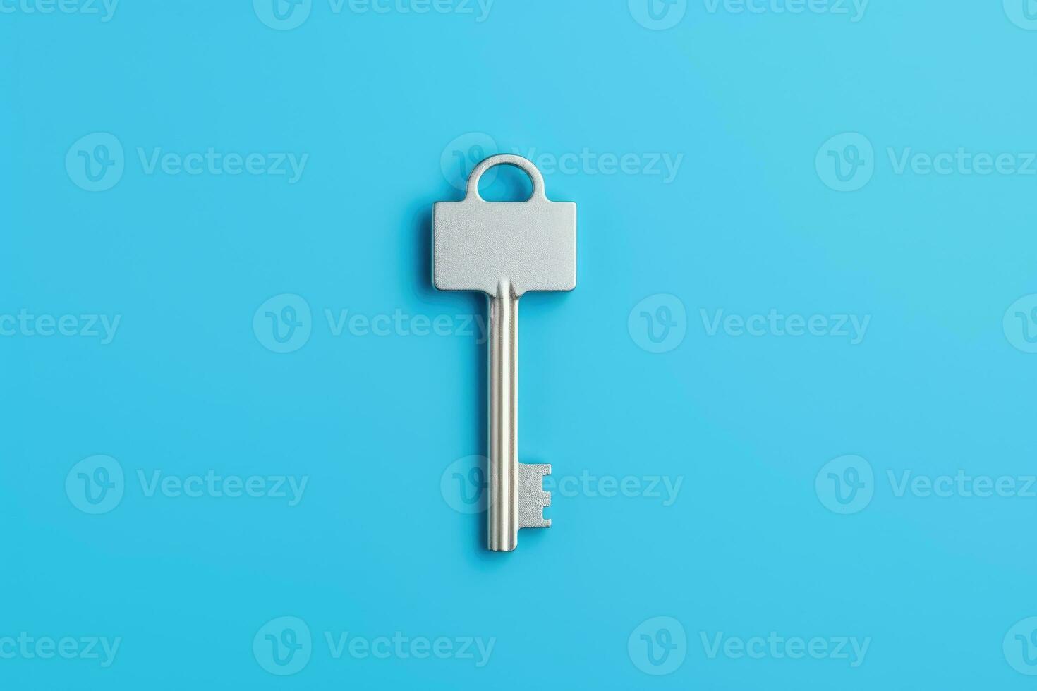 a key, isolated on blue background. AI Generated photo