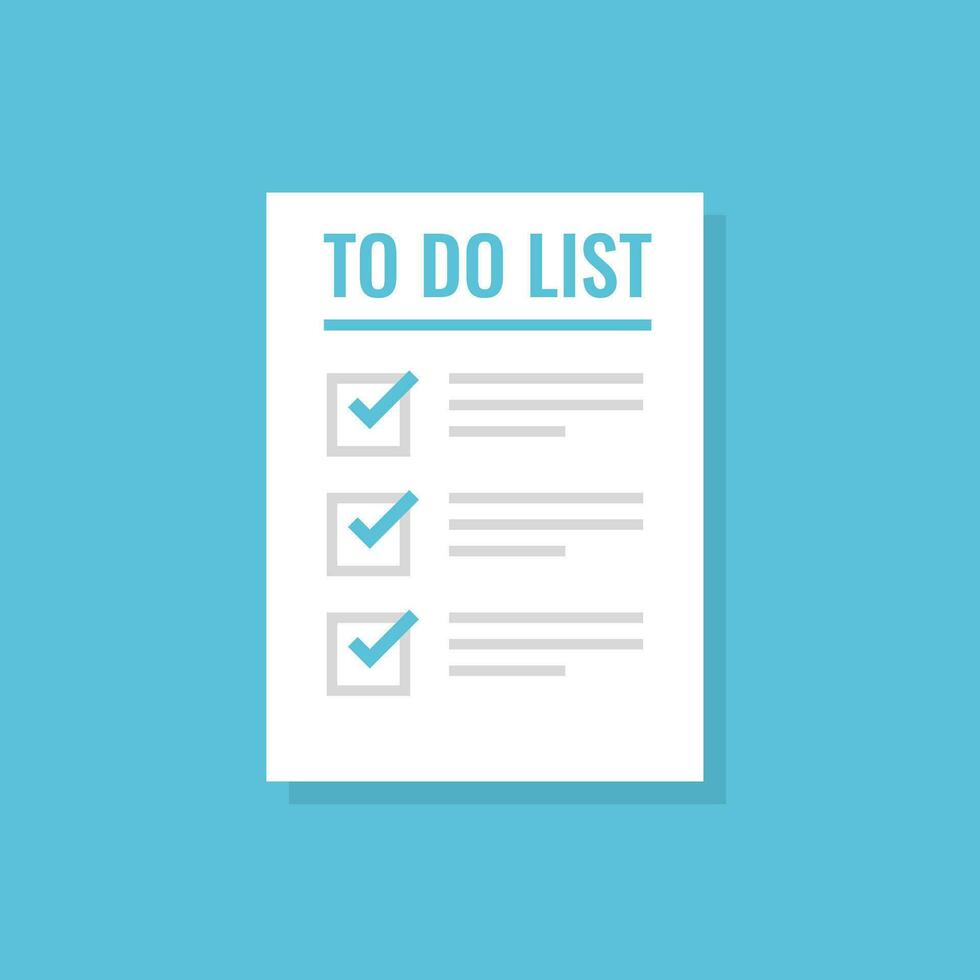 To do list or planning icon in flat style. Paper sheet with clipboard vector illustration on isolated background. Checkbox plan sign business concept.