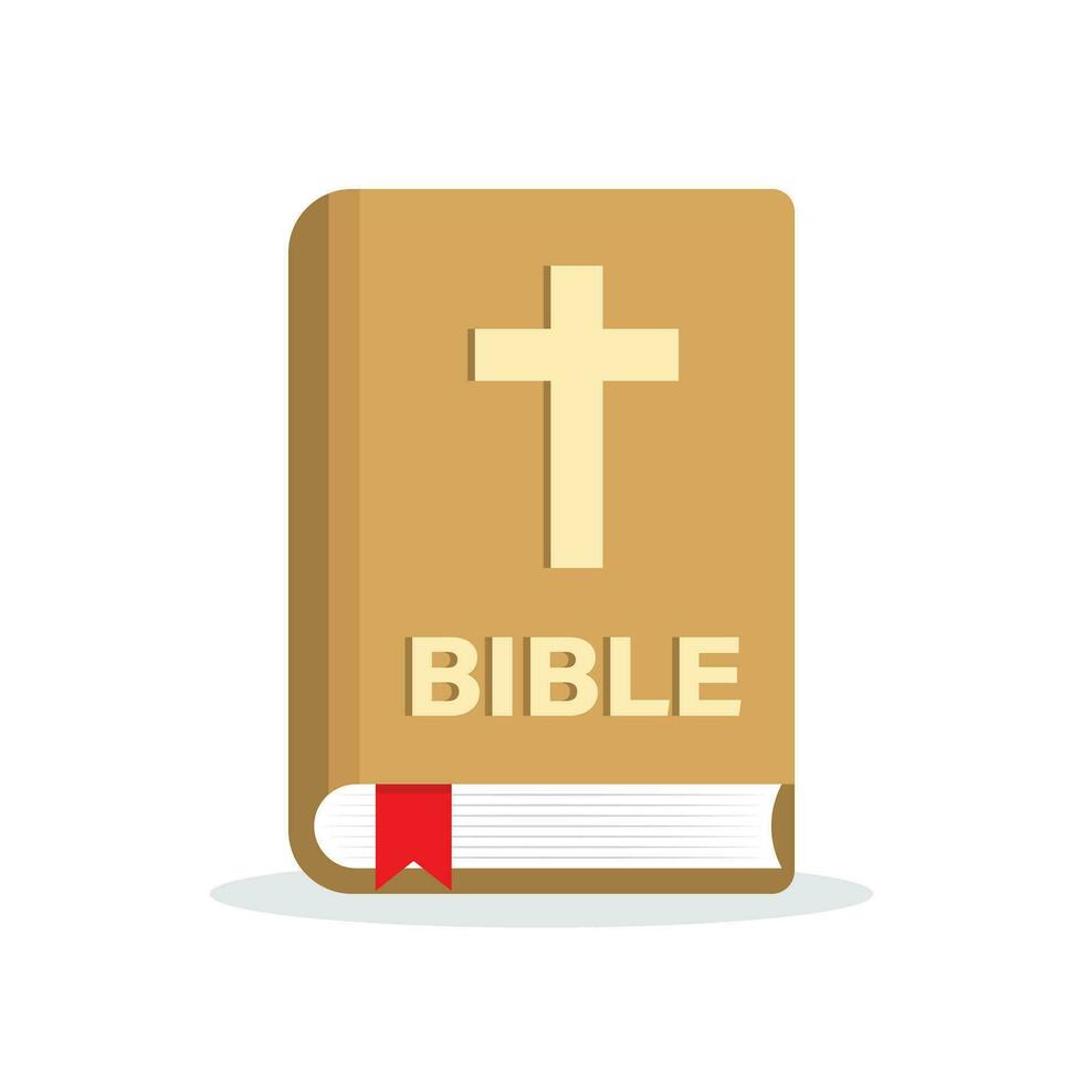 Holy bible icon in flat style. Christianity book vector illustration on isolated background. Religion sign business concept.