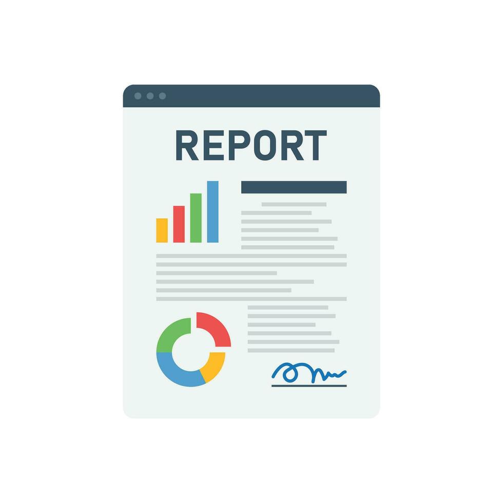 Report document icon in flat style. Dashboard plan vector illustration on isolated background. Analysis sign business concept.