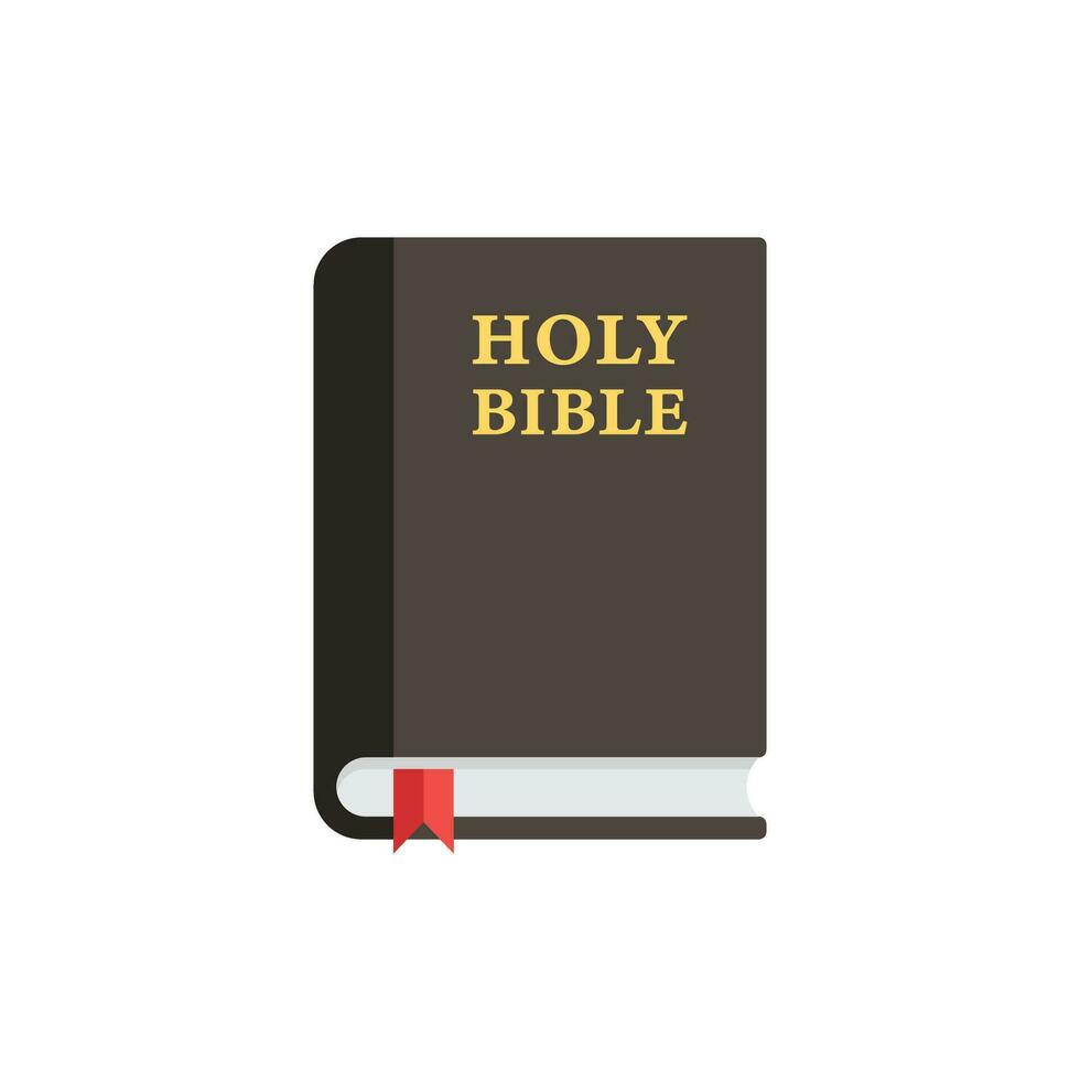 Holy bible icon in flat style. Christianity book vector illustration on isolated background. Religion sign business concept.