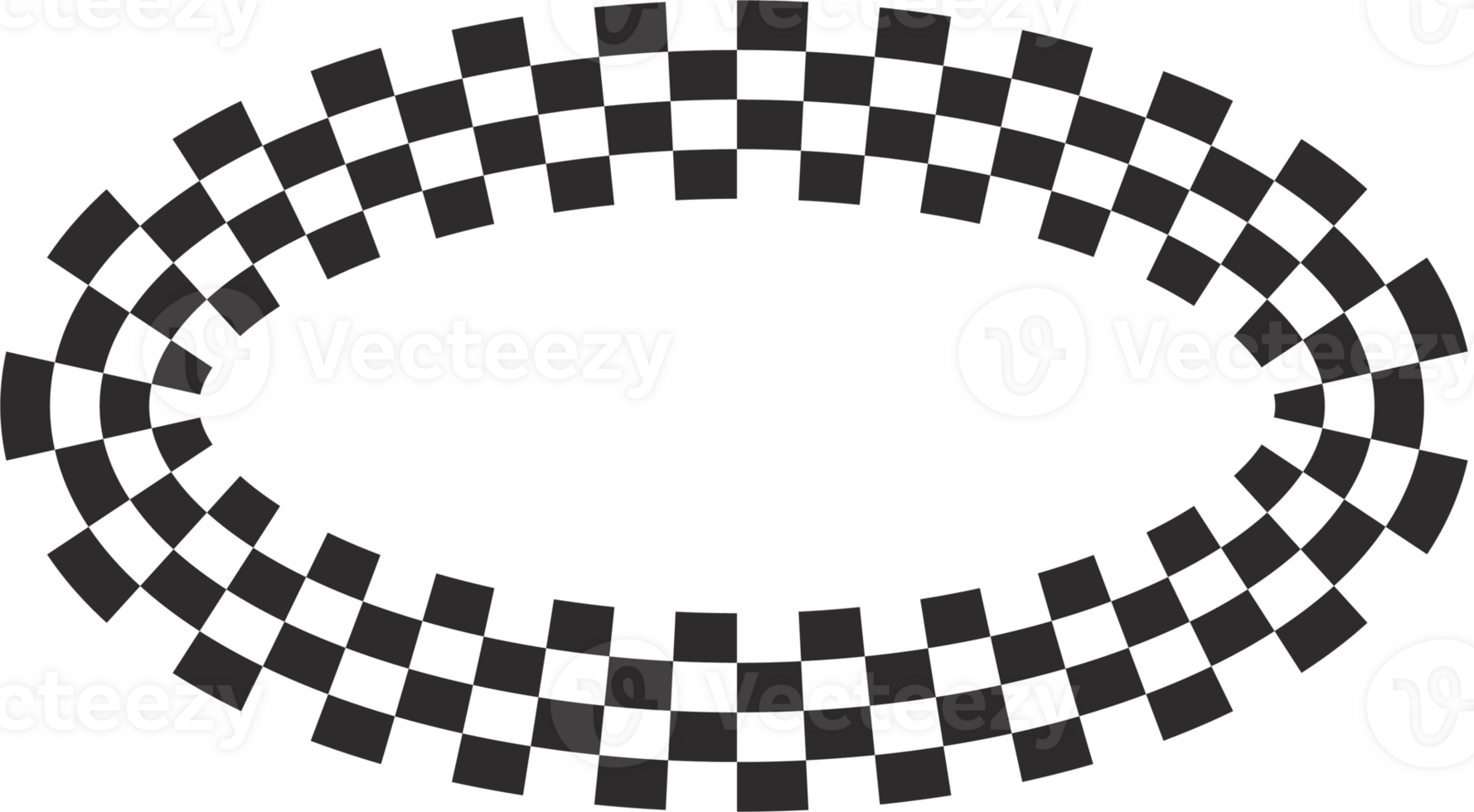 checkerboard ram. oval mönster med svart och vit schack mönster.y2k geometrisk form. retro häftig illustration png