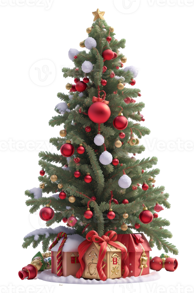 Christmas Tree, 3D, PNG Clip Art, AI-Generated.