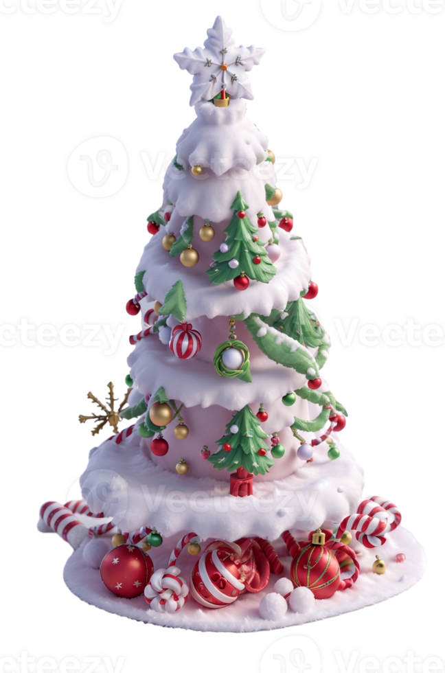 Christmas Tree, 3D, PNG Clip Art, AI-Generated.