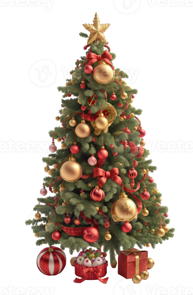 Christmas Tree, 3D, PNG Clip Art, AI-Generated.