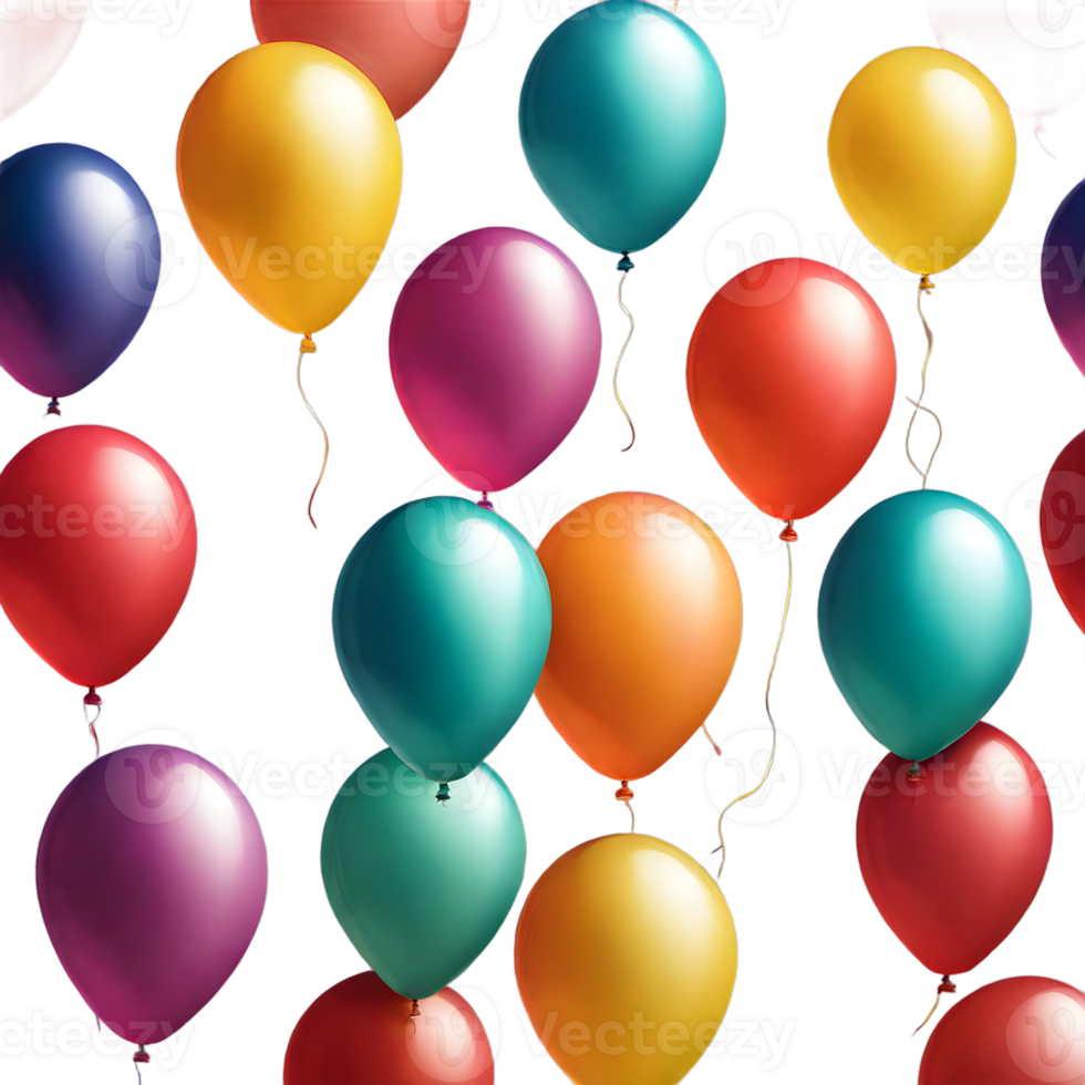 colorful balloons isolated on translucent background. ai generative png