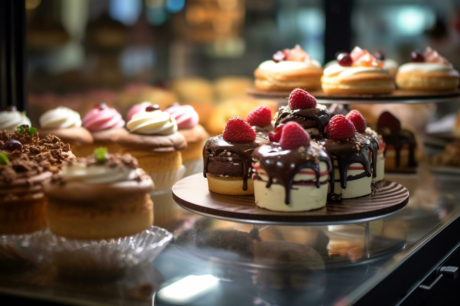Inside a gourmet bakery Easter treats are being beautifully displayed AI Generative photo