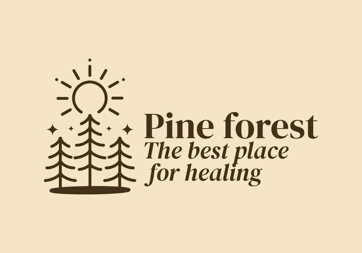 Pine forest, the best place for healing. Line art illustration design of pine trees vector