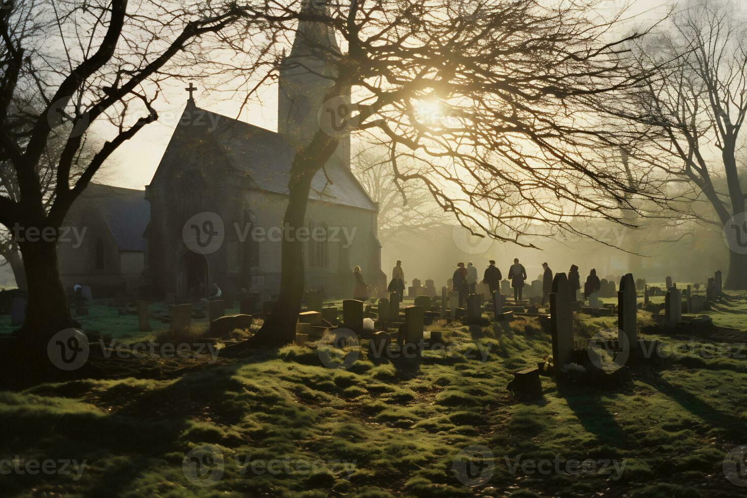 encanto Pascua de Resurrección Mañana en campo cementerio ai generativo foto