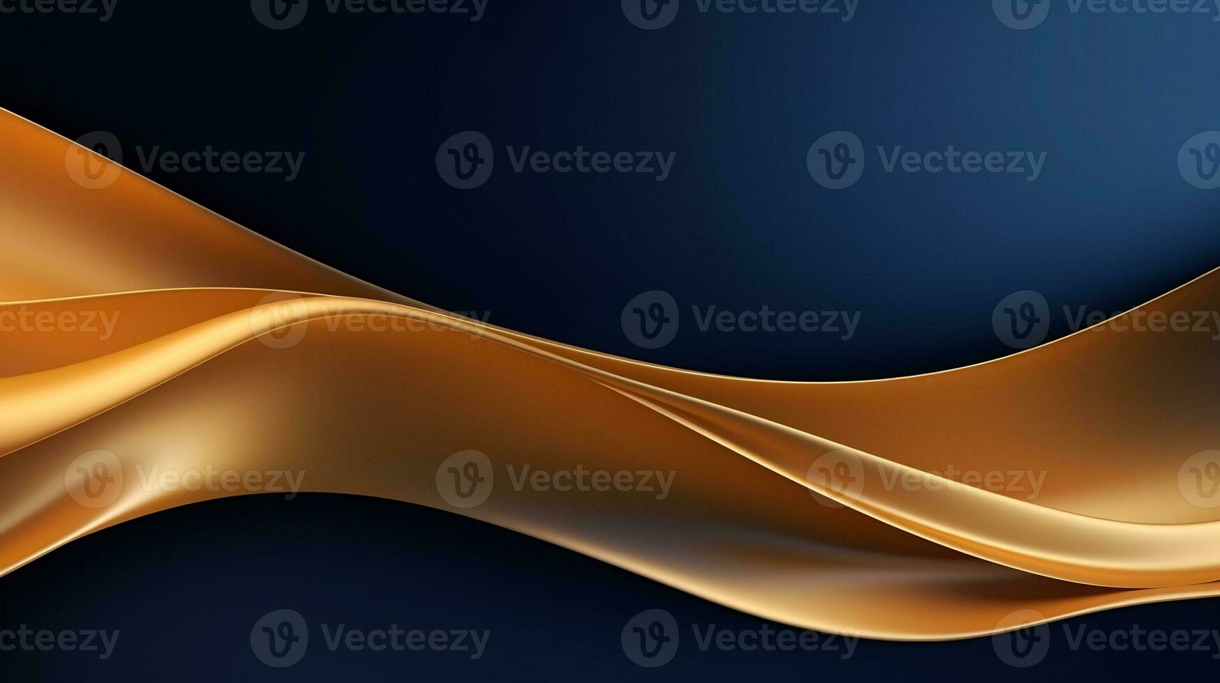 Gold and navy blue waves abstract luxury background AI Generative photo