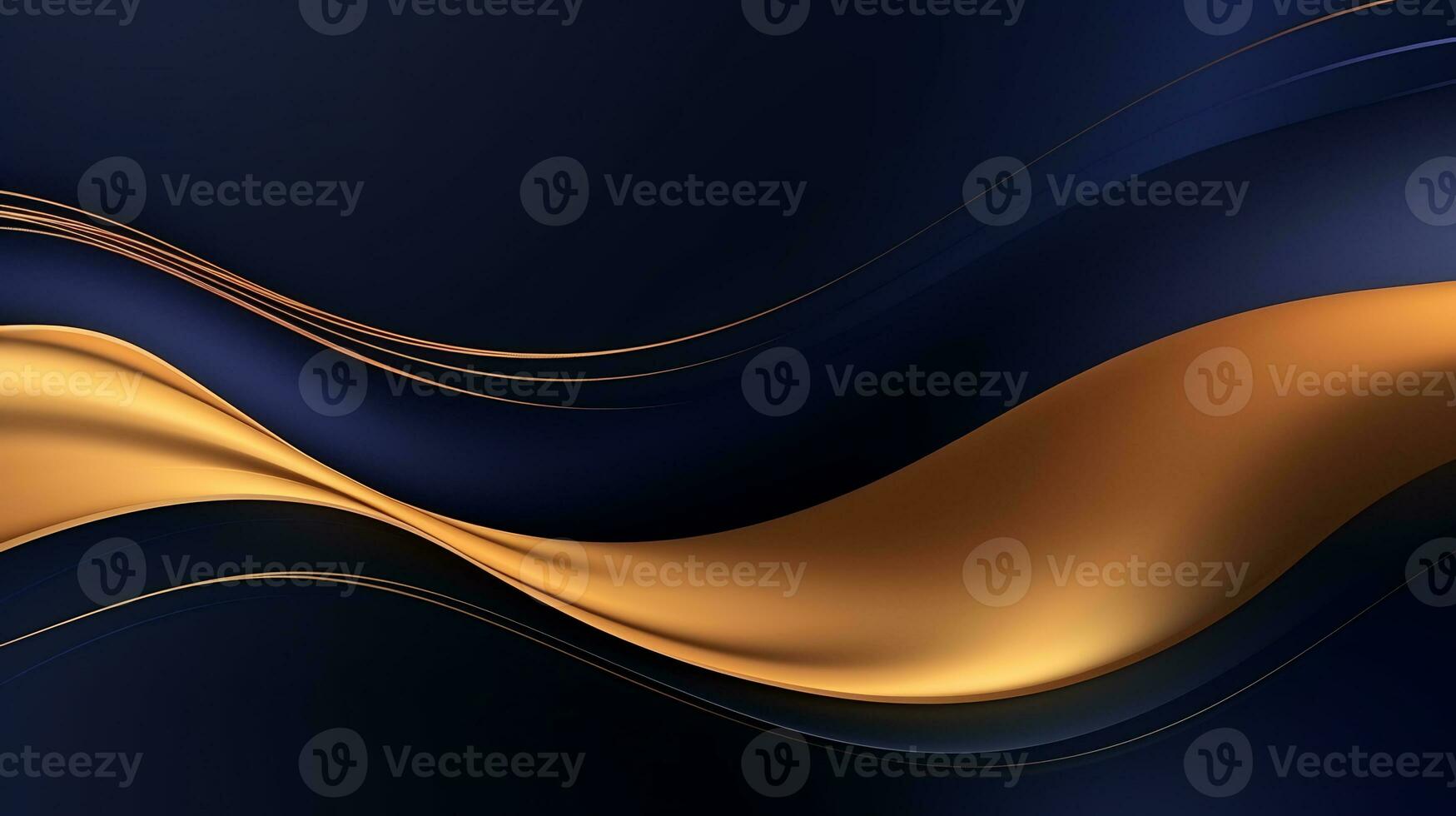 Gold and navy blue waves abstract luxury background AI Generative photo