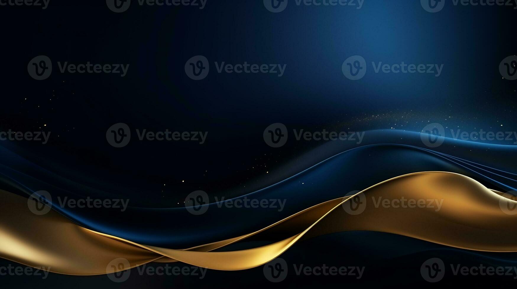Gold and navy blue waves abstract luxury background AI Generative photo