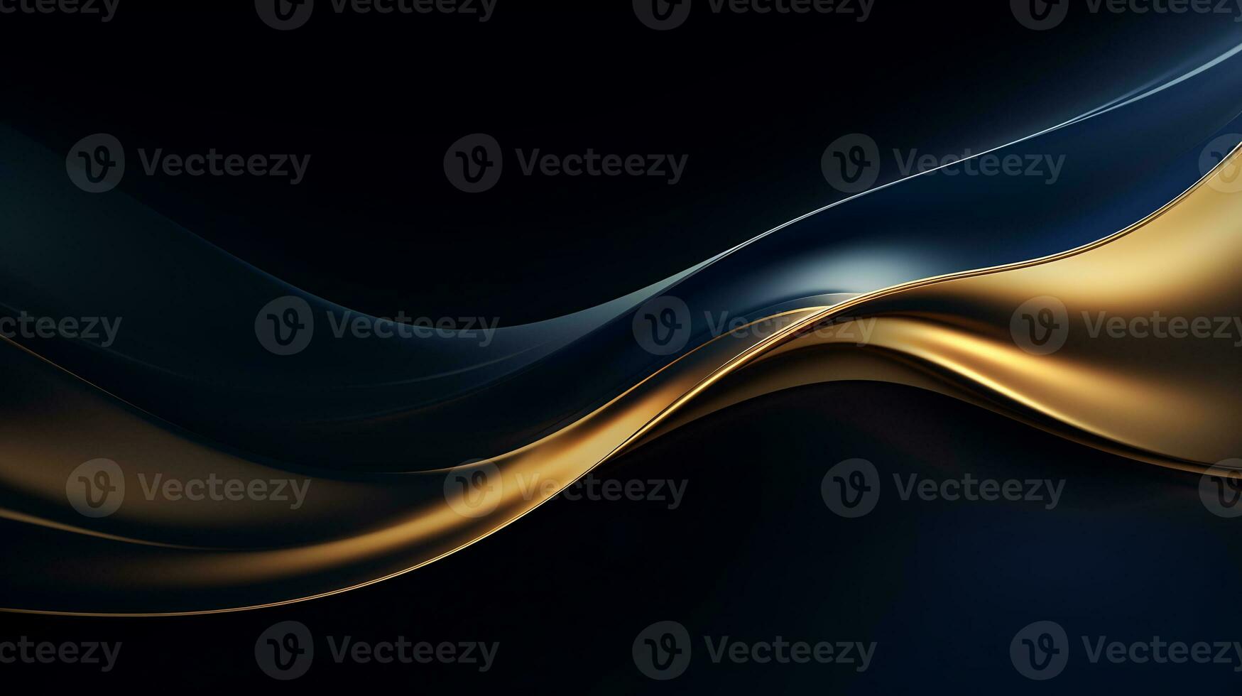 Gold and navy blue waves abstract luxury background AI Generative photo