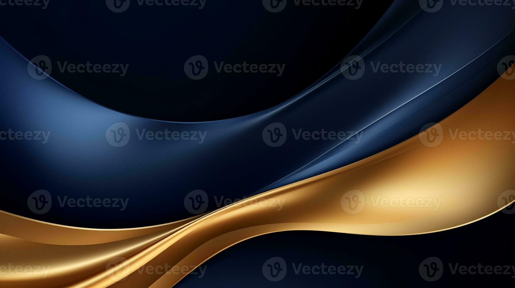 Gold and navy blue waves abstract luxury background AI Generative photo