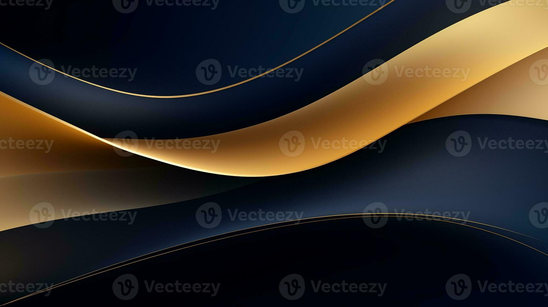 Gold and navy blue waves abstract luxury background AI Generative photo