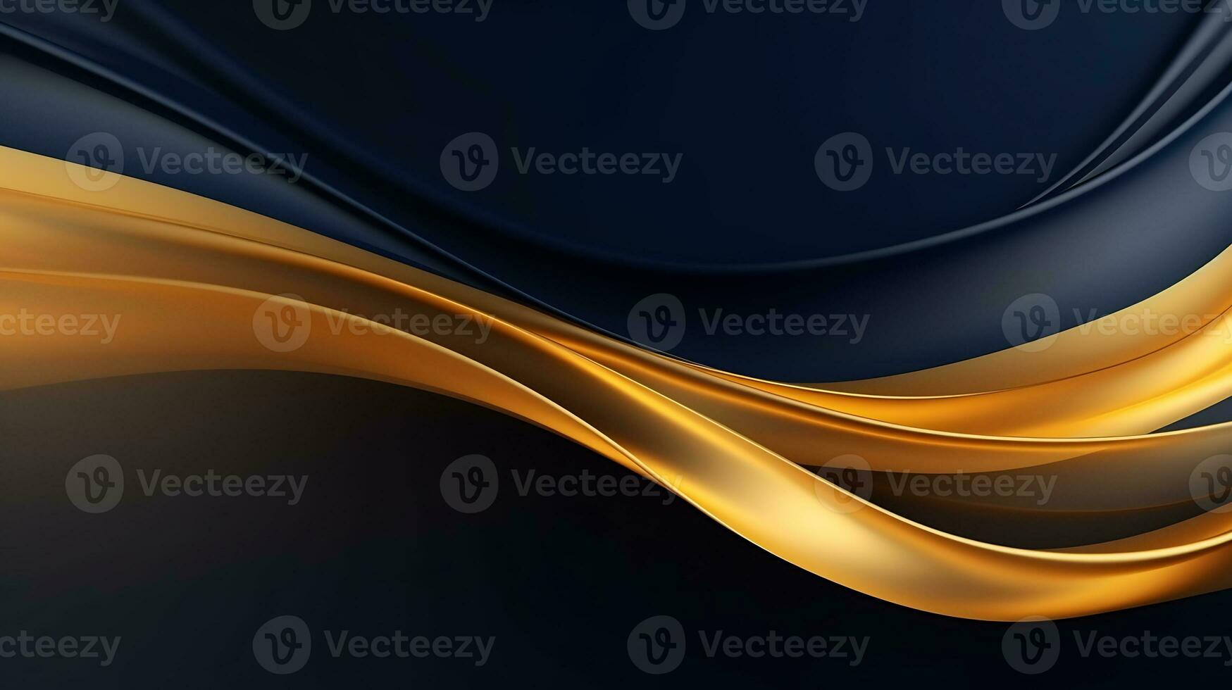 Gold and navy blue waves abstract luxury background AI Generative photo