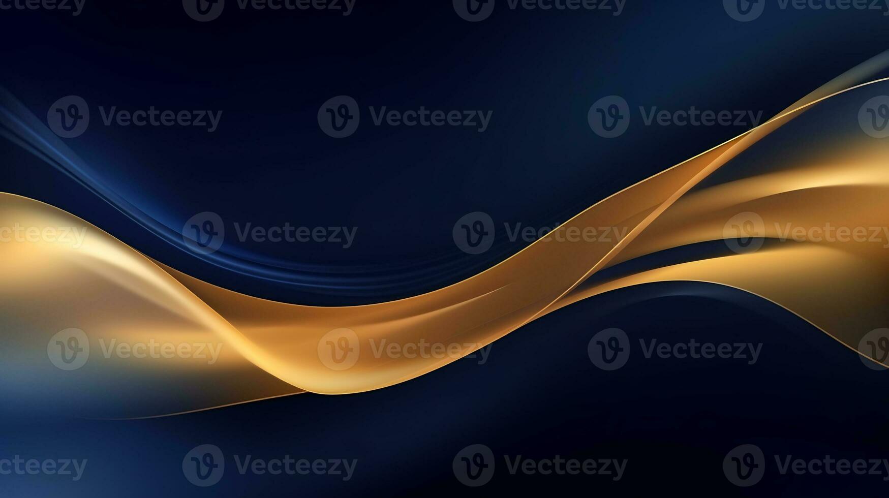 Gold and navy blue waves abstract luxury background AI Generative photo