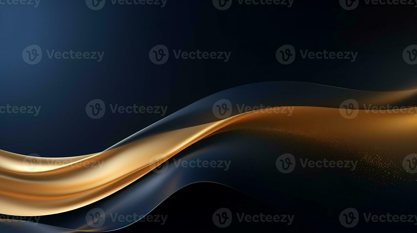 Gold and navy blue waves abstract luxury background AI Generative photo