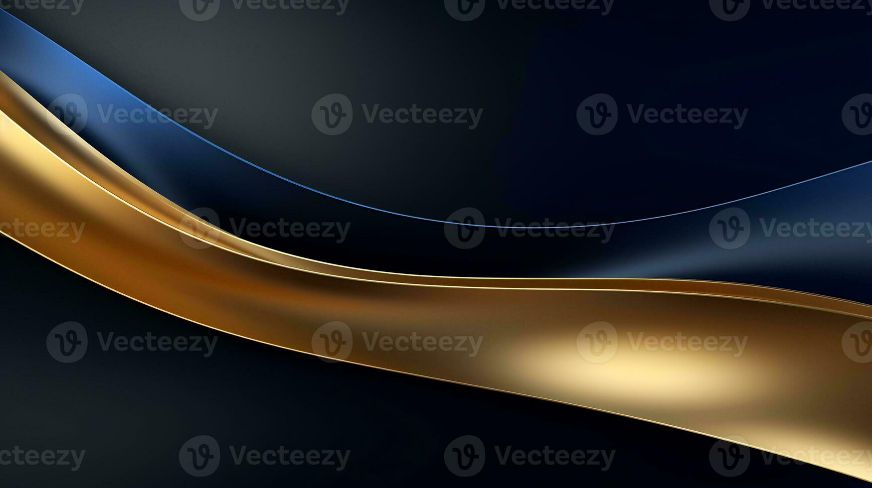 Gold and navy blue waves abstract luxury background AI Generative photo