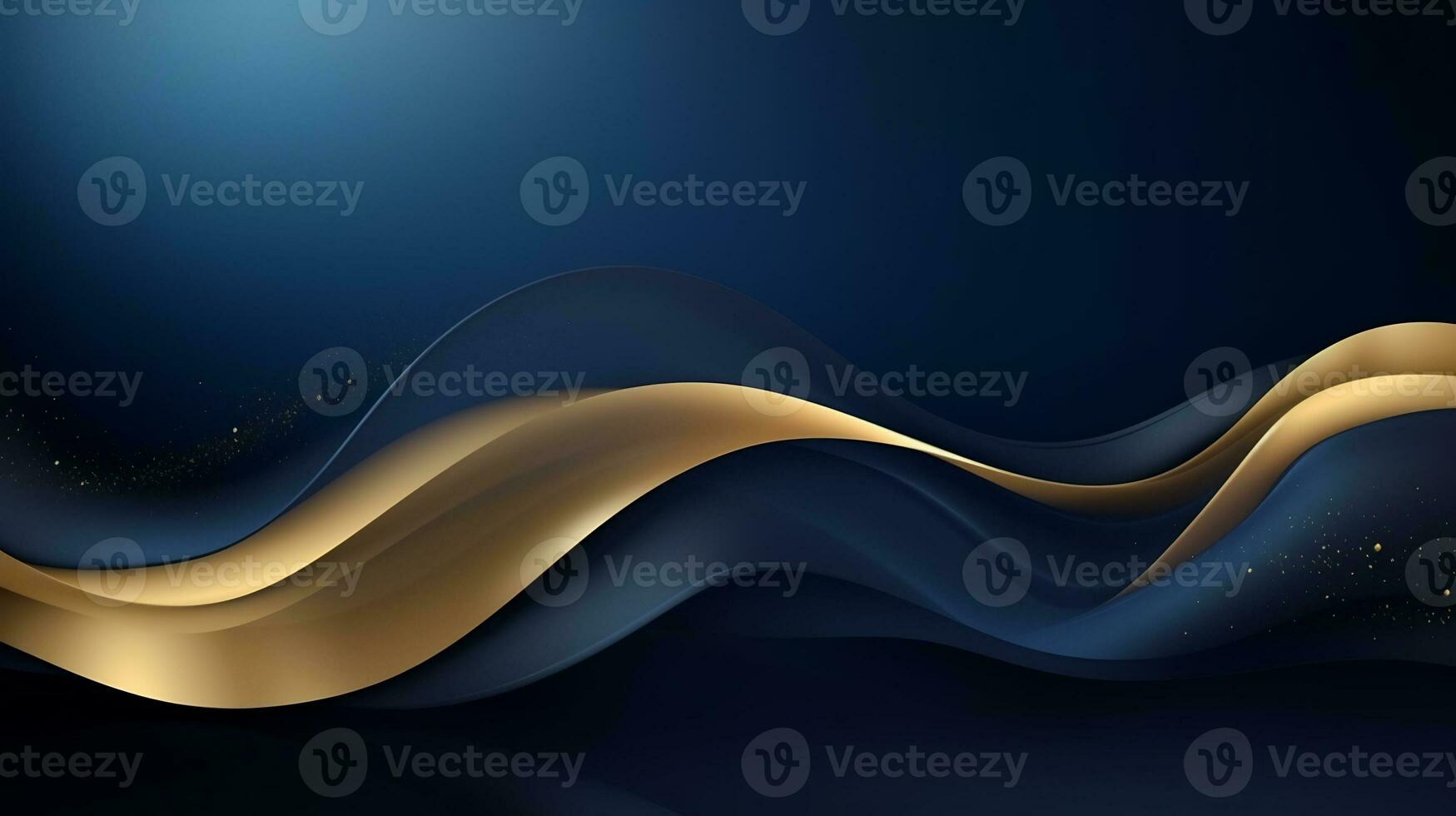 Gold and navy blue waves abstract luxury background AI Generative photo