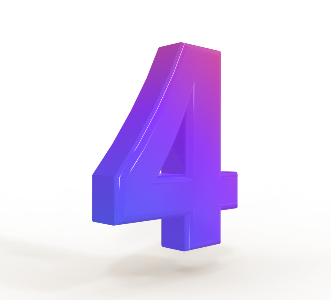 Number 1 to 9 3d style color gradient png