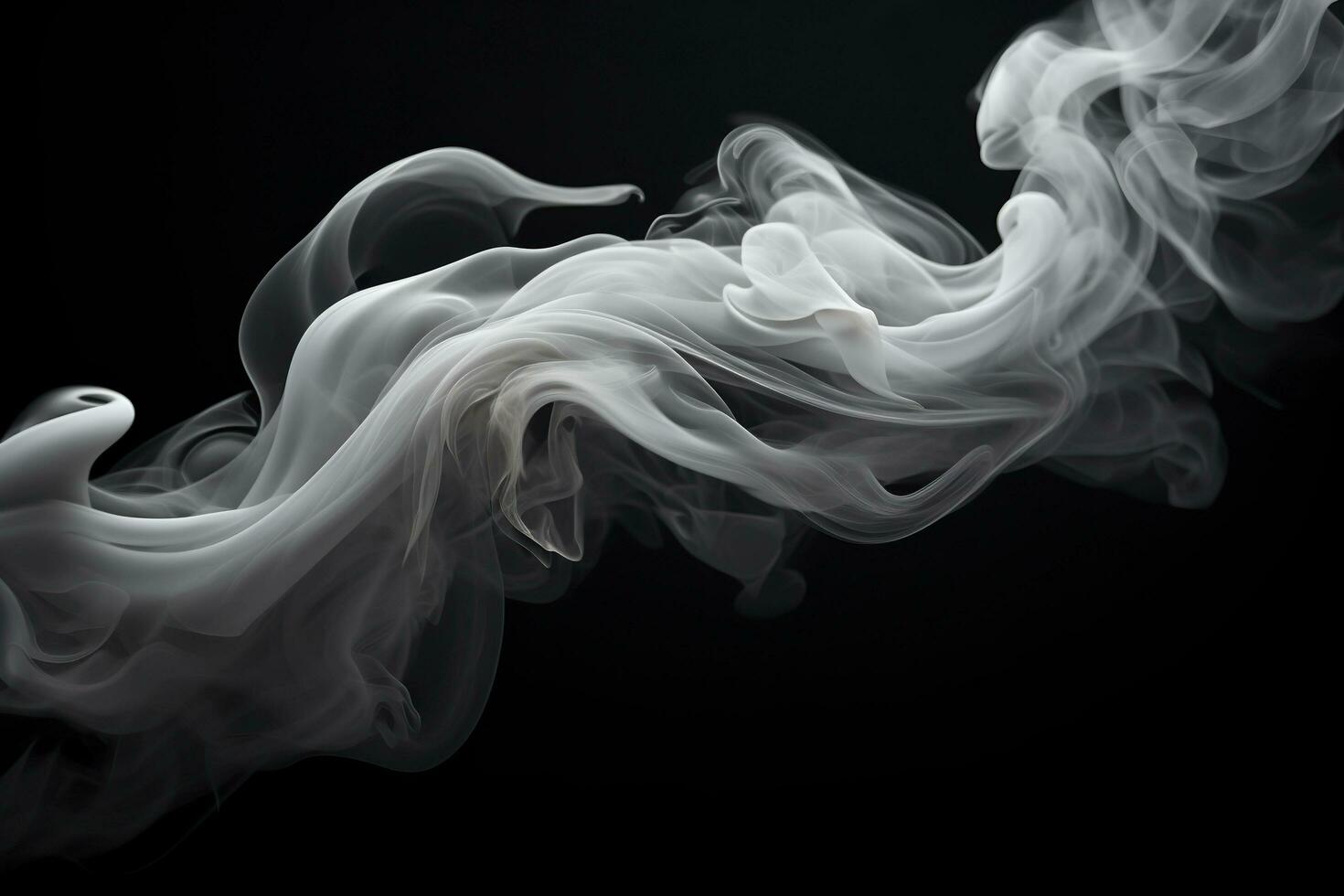 Abstract white smoke on black background.Copy space.AI Generated photo