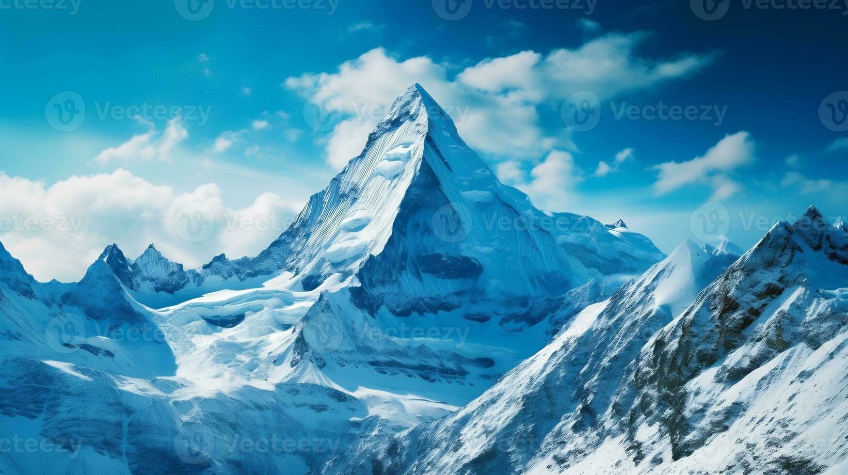 A pristine snow covered mountain peak AI Generative photo