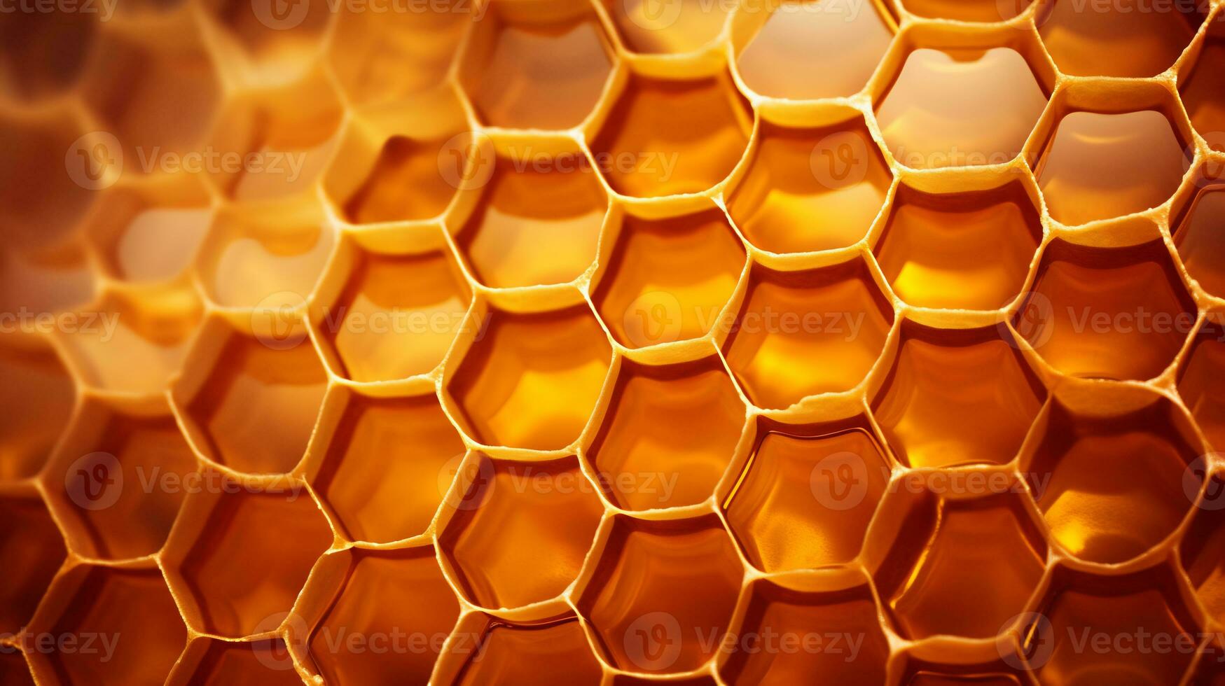 Detailed close up photo of a honeycomb full of honey AI Generative
