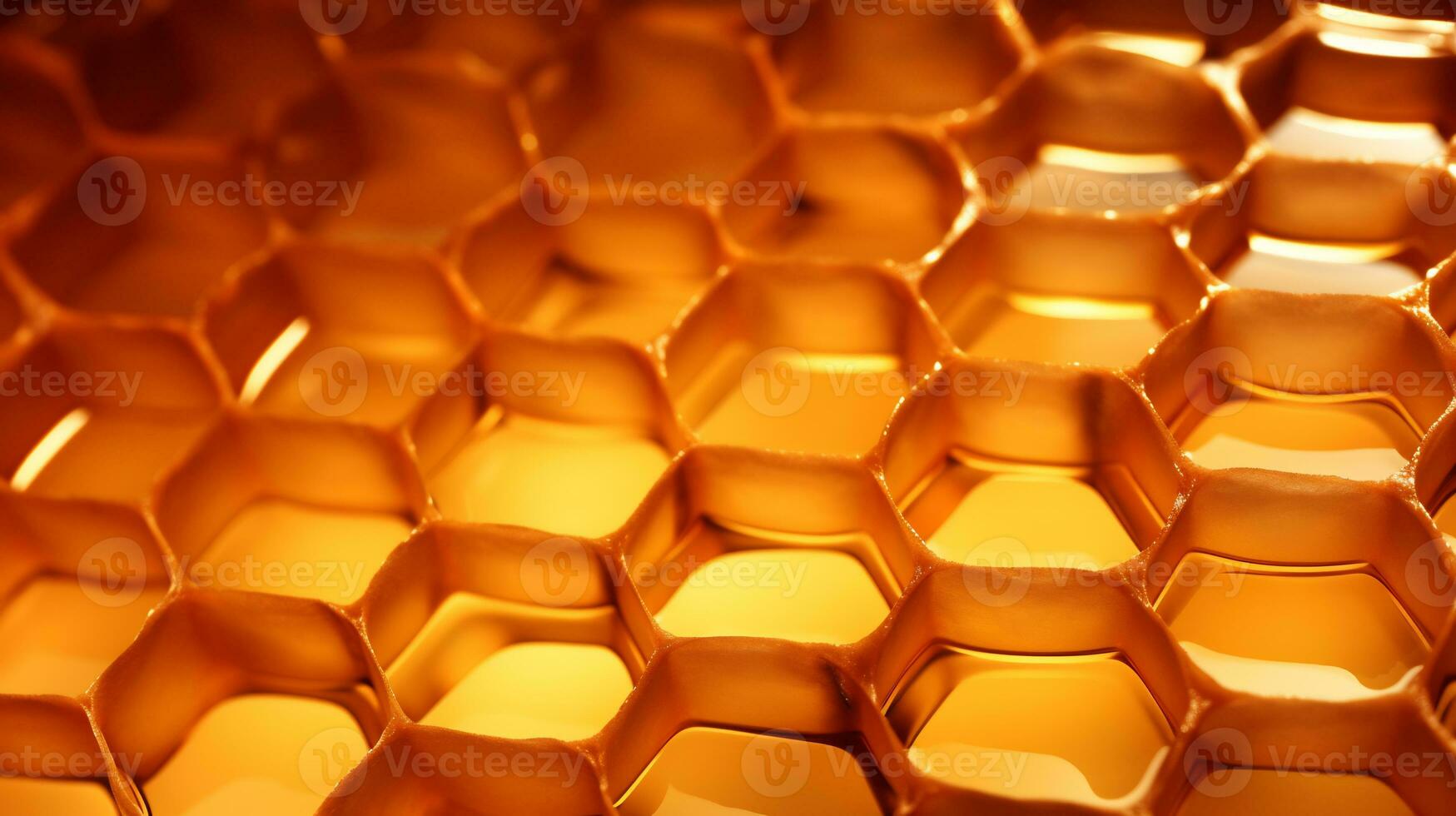 Detailed close up photo of a honeycomb full of honey AI Generative