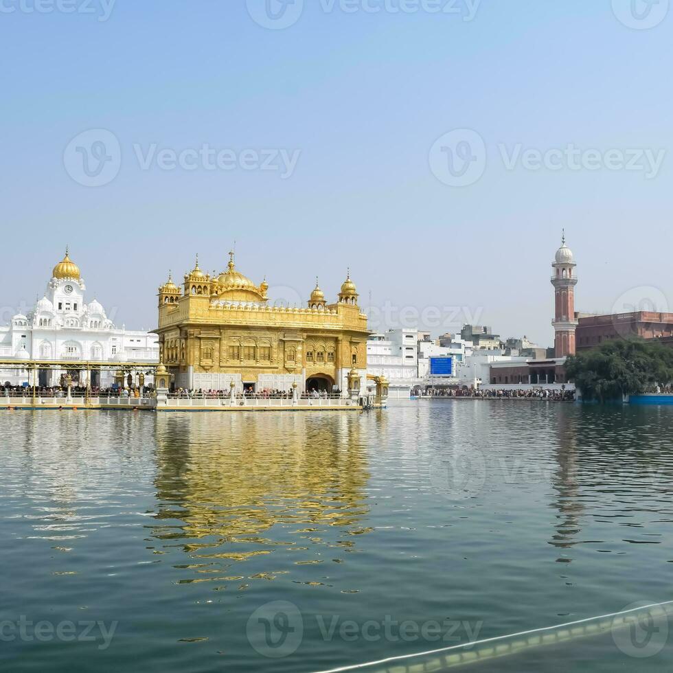 Beautiful view of Golden Temple - Harmandir Sahib in Amritsar, Punjab, India, Famous indian sikh landmark, Golden Temple, the main sanctuary of Sikhs in Amritsar, India photo