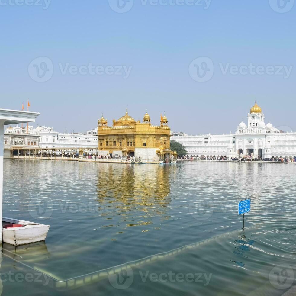 Beautiful view of Golden Temple - Harmandir Sahib in Amritsar, Punjab, India, Famous indian sikh landmark, Golden Temple, the main sanctuary of Sikhs in Amritsar, India photo