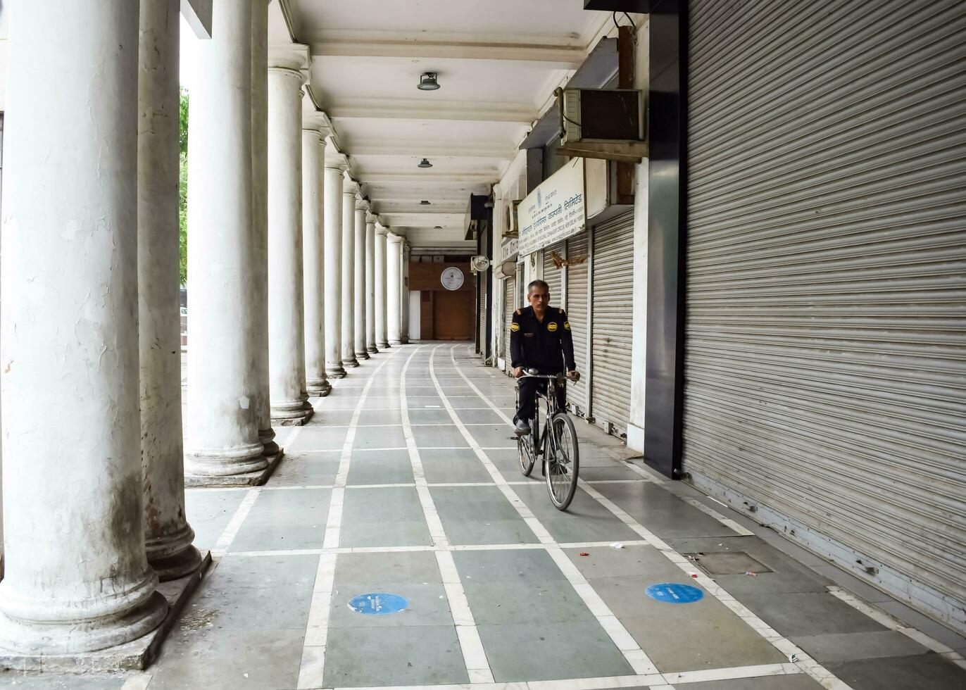 Delhi, India, March 31 2023 - Famous business district Connaught Place know as CP Delhi in the centre of New Delhi India with Offices, Banks and Shopping. British style architecture CP in Delhi, India photo