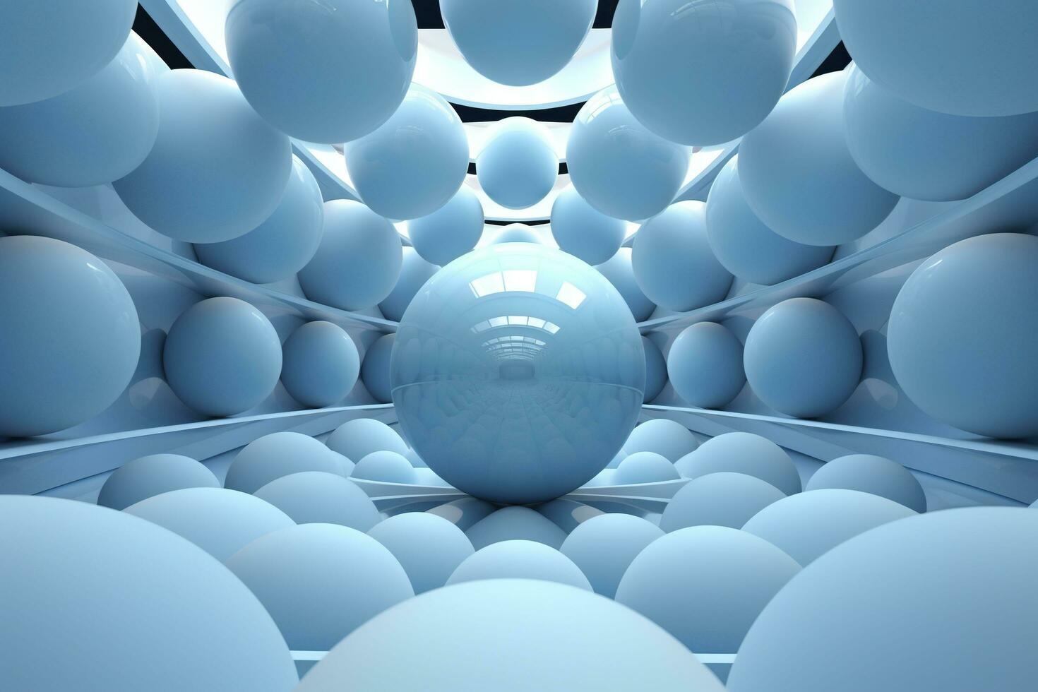 Abstract 3d background of blue glossy balls.AI Generated photo