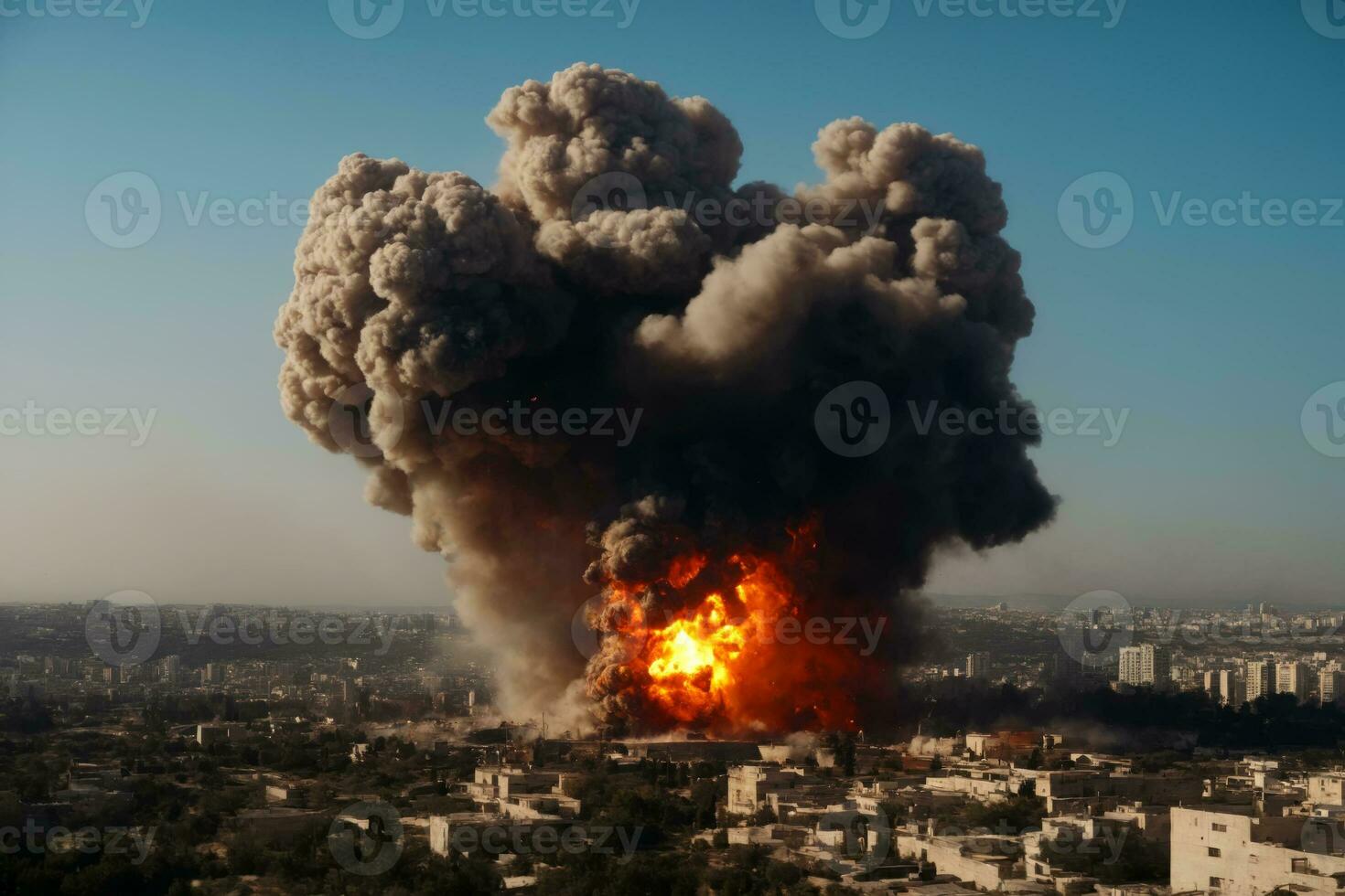 Devastation Strikes, Bomb Blast in Middle East Metropolis, AI Generated photo