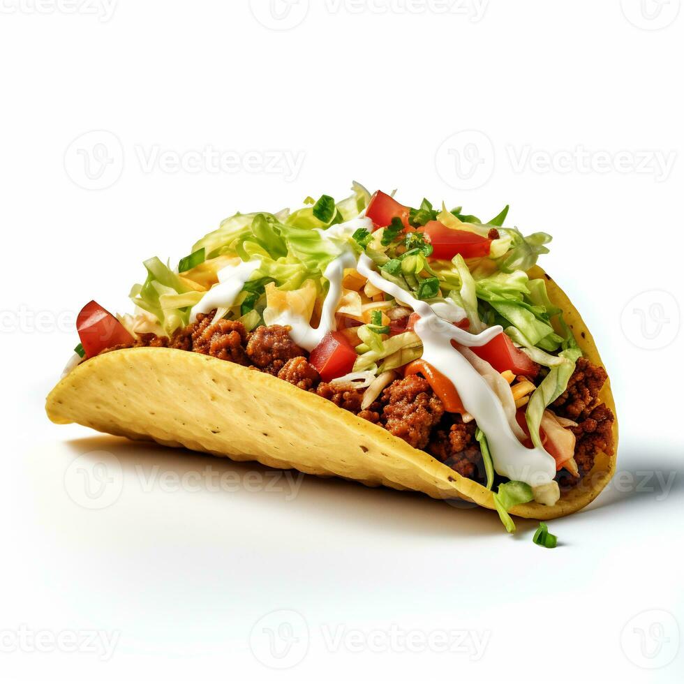 A delicious taco in isolated white background AI Generative photo