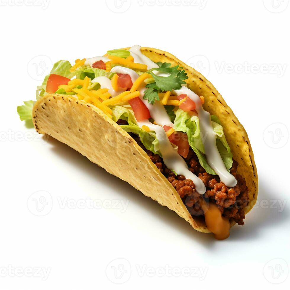 A delicious taco in isolated white background AI Generative photo