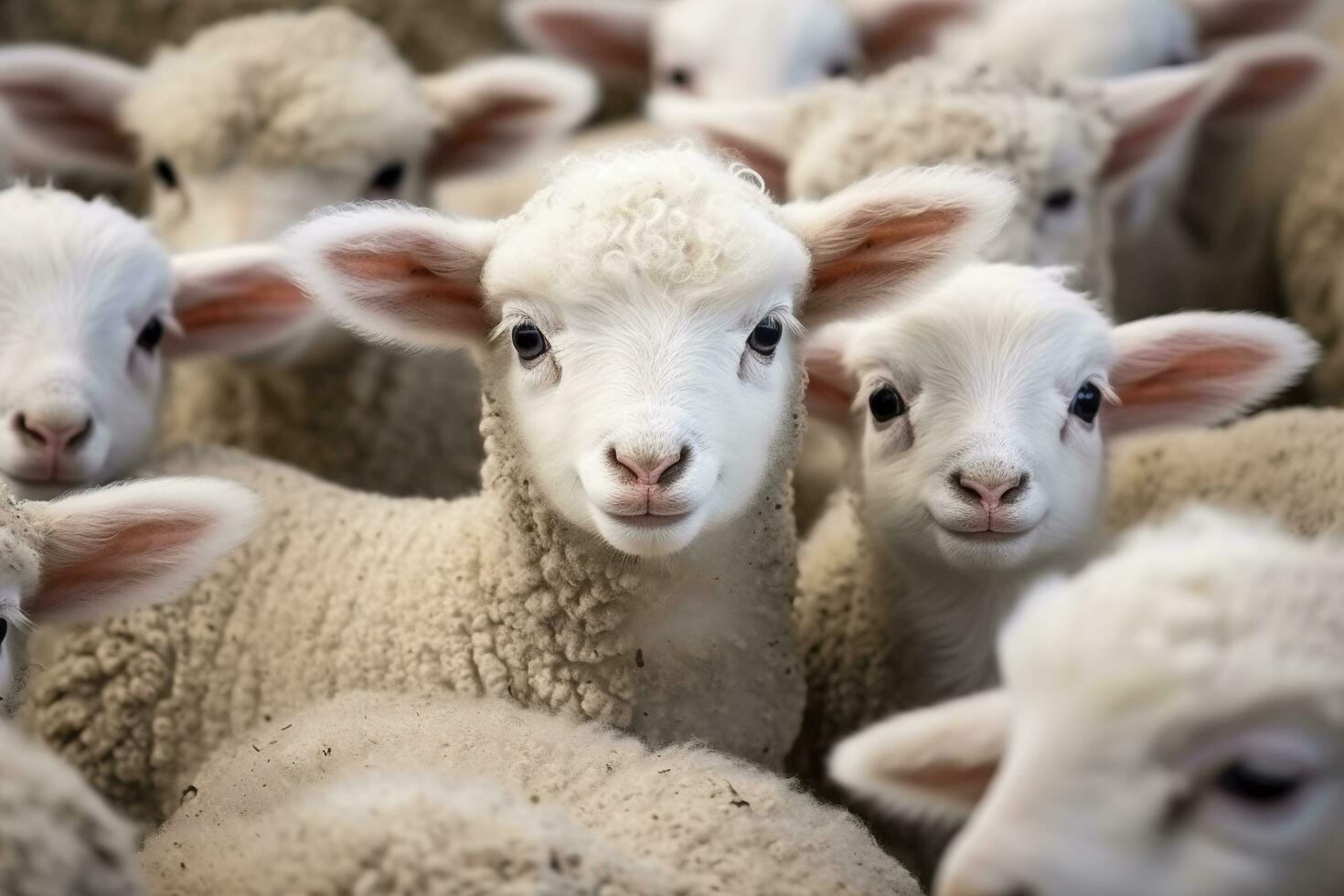 Cute lambs background.AI Generated photo