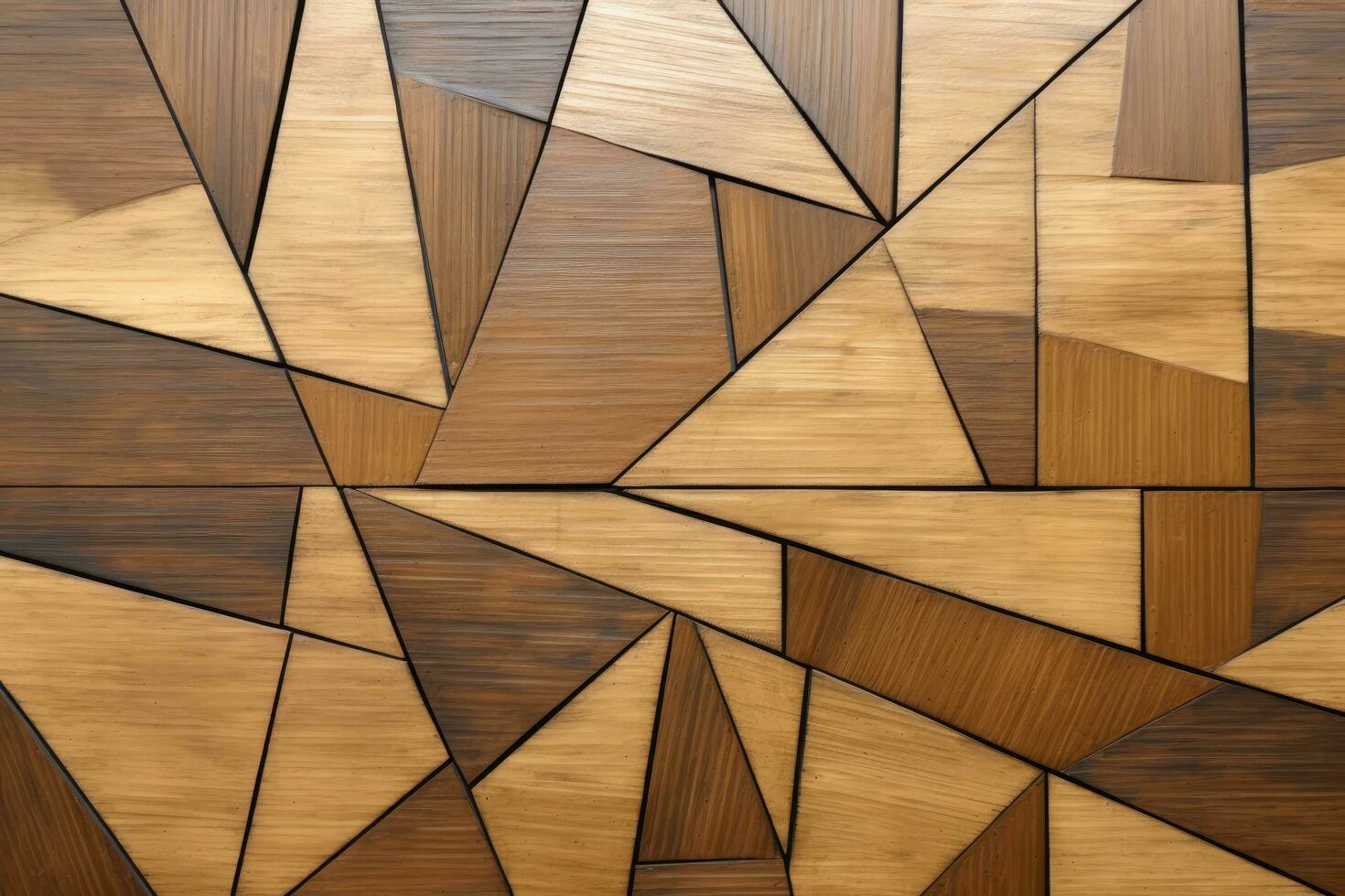 Wooden wall of triangles as a background. 3D illustration. A striking abstract geometric pattern composed of intersecting lines, AI Generated photo