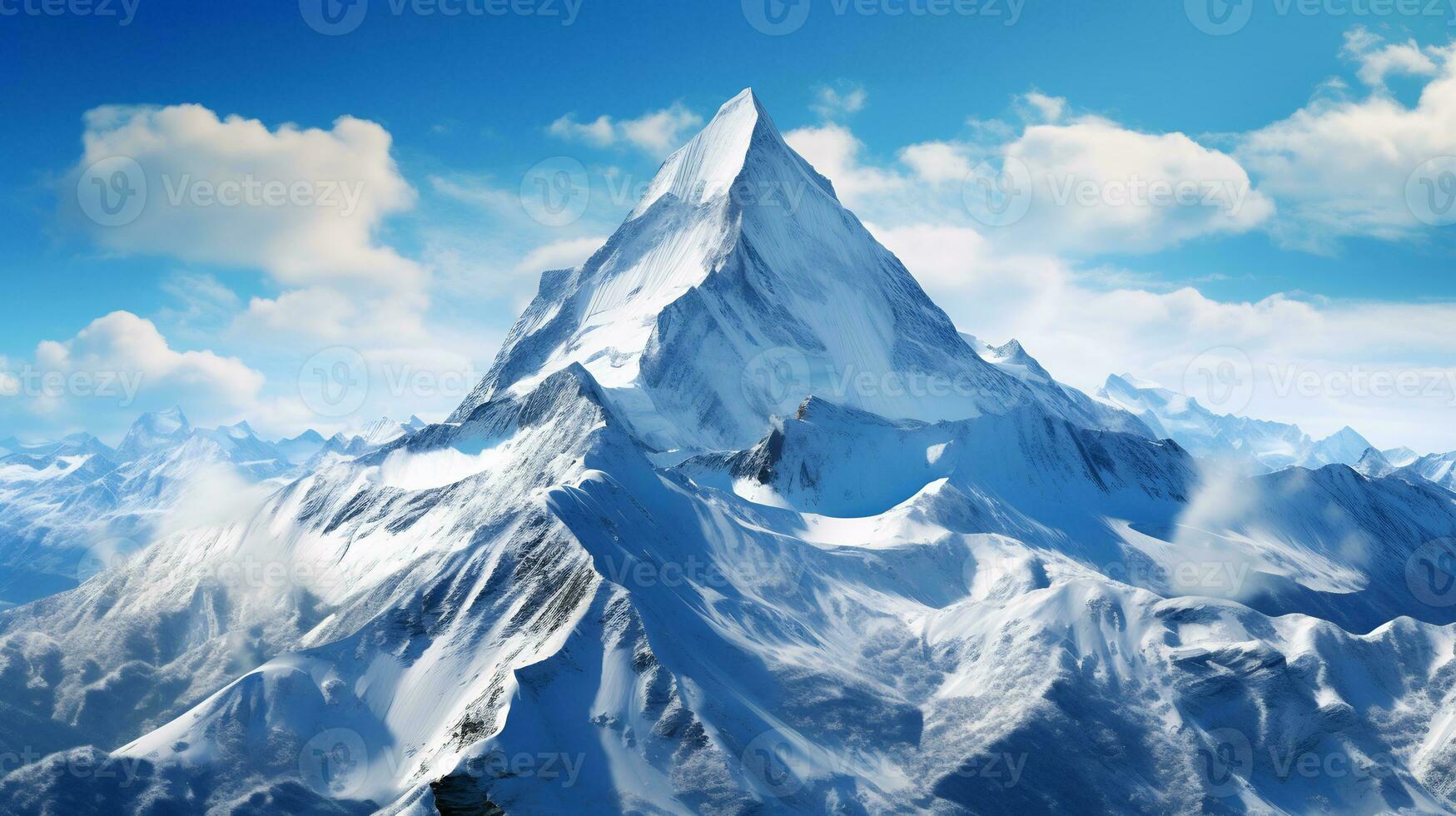 A pristine snow covered mountain peak AI Generative photo