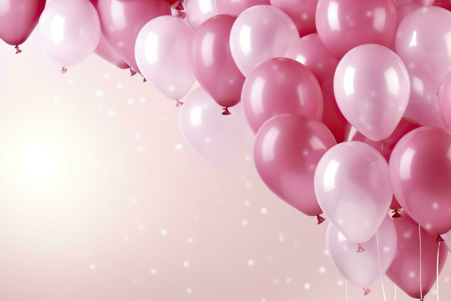 rosado y blanco globos antecedentes con bokeh efecto.ai generado foto