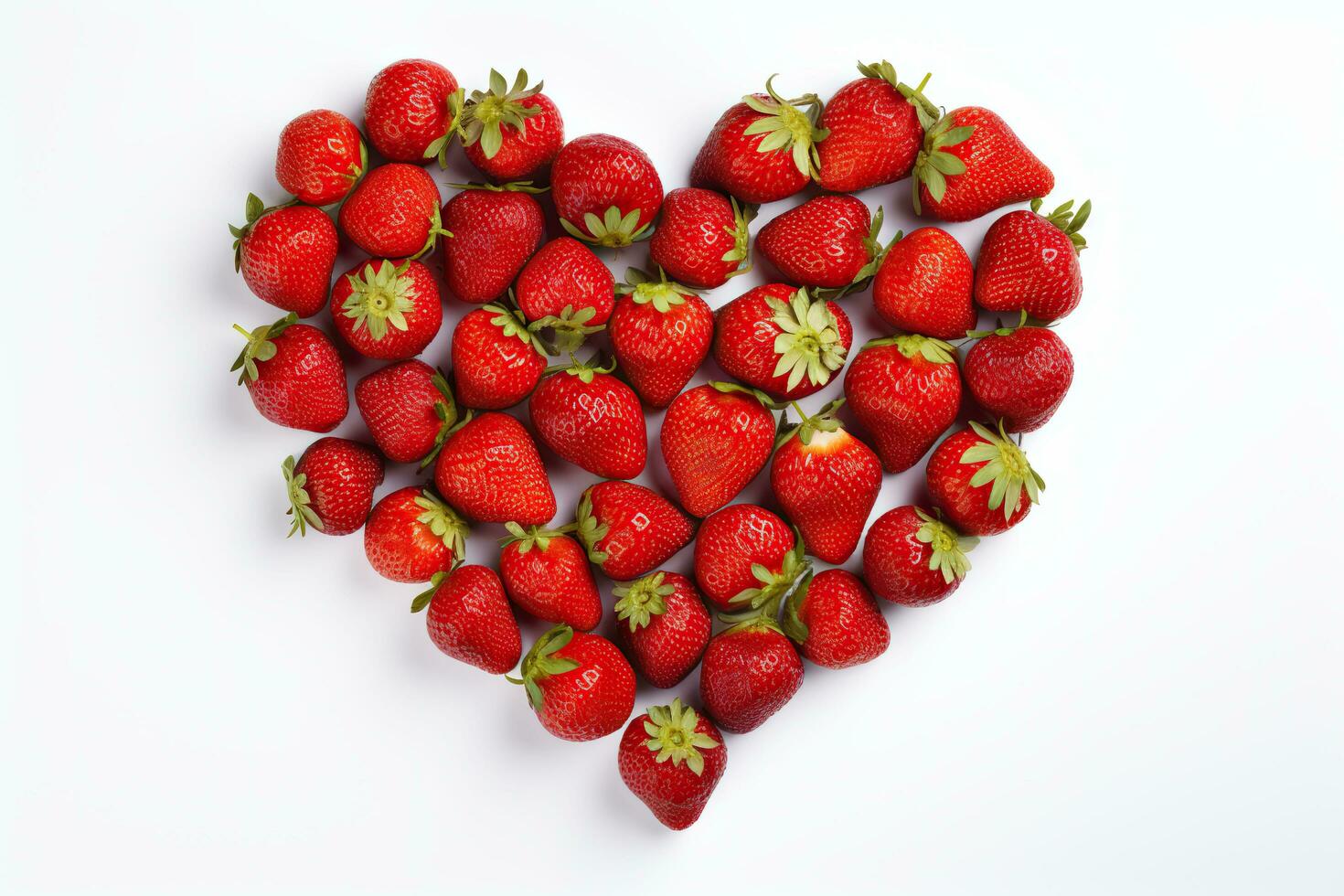 fresas en el forma de un corazón en un blanco fondo.ai generado foto