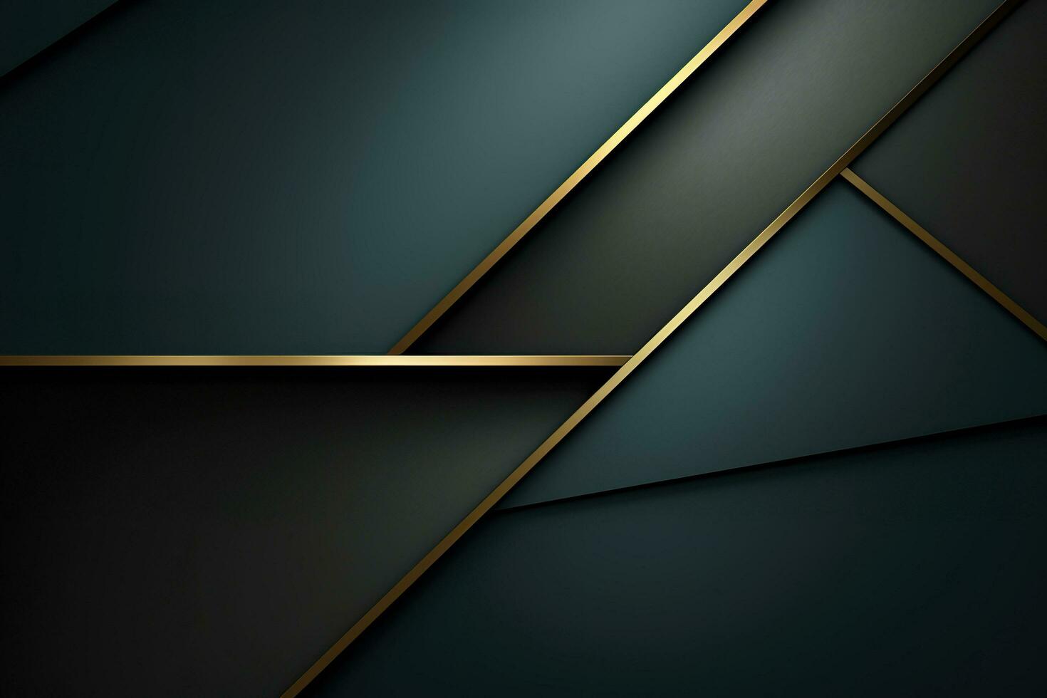 Dark blue abstract background with golden lines.AI Generated photo