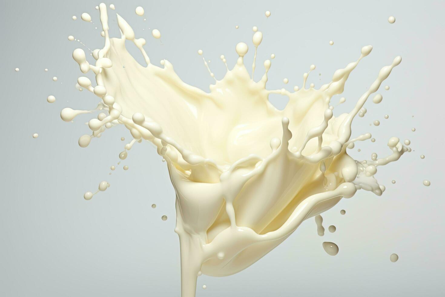 A splash of milk is isolated on a white background.AI Generated photo