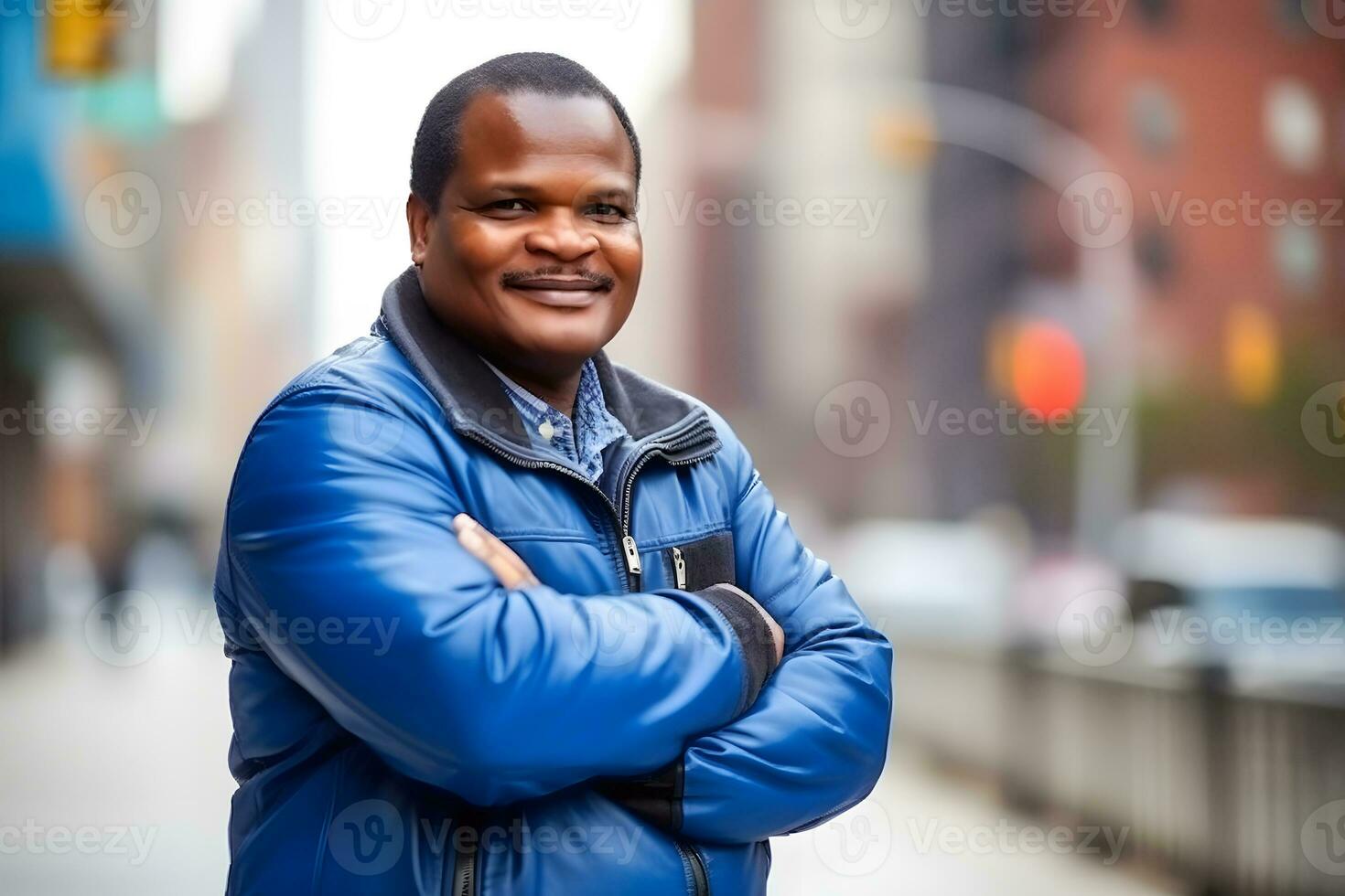 Portrait of positive senior African American man. Neural network AI generated photo